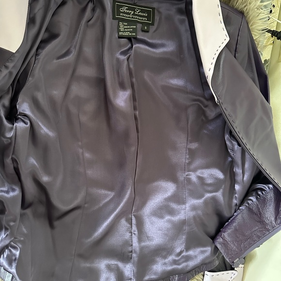 Terry Lewis Classic Luxuries Leather Jacket Women Purple/Lilac Combination sz S - Picture 7 of 10